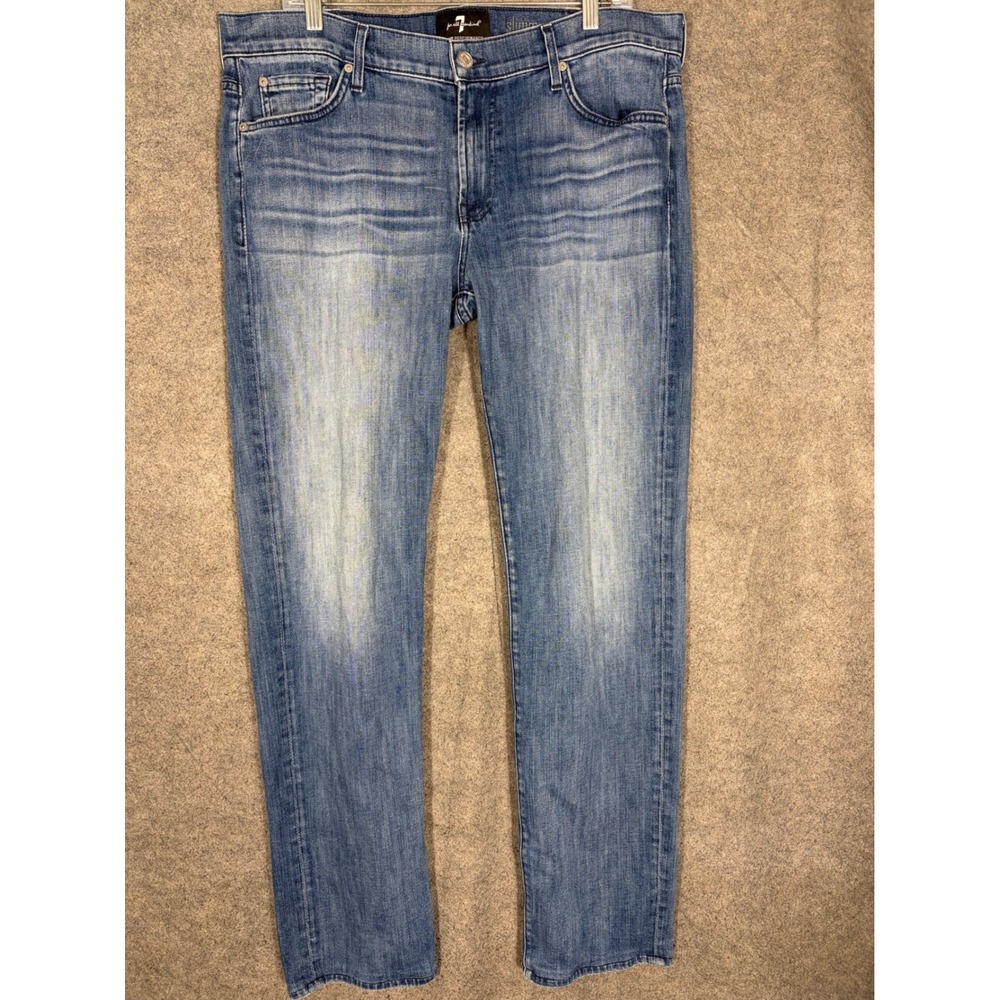7 For All Mankind Slimmy Luxe Performance Jeans Mens 38 Medium Wash Slim Fit
